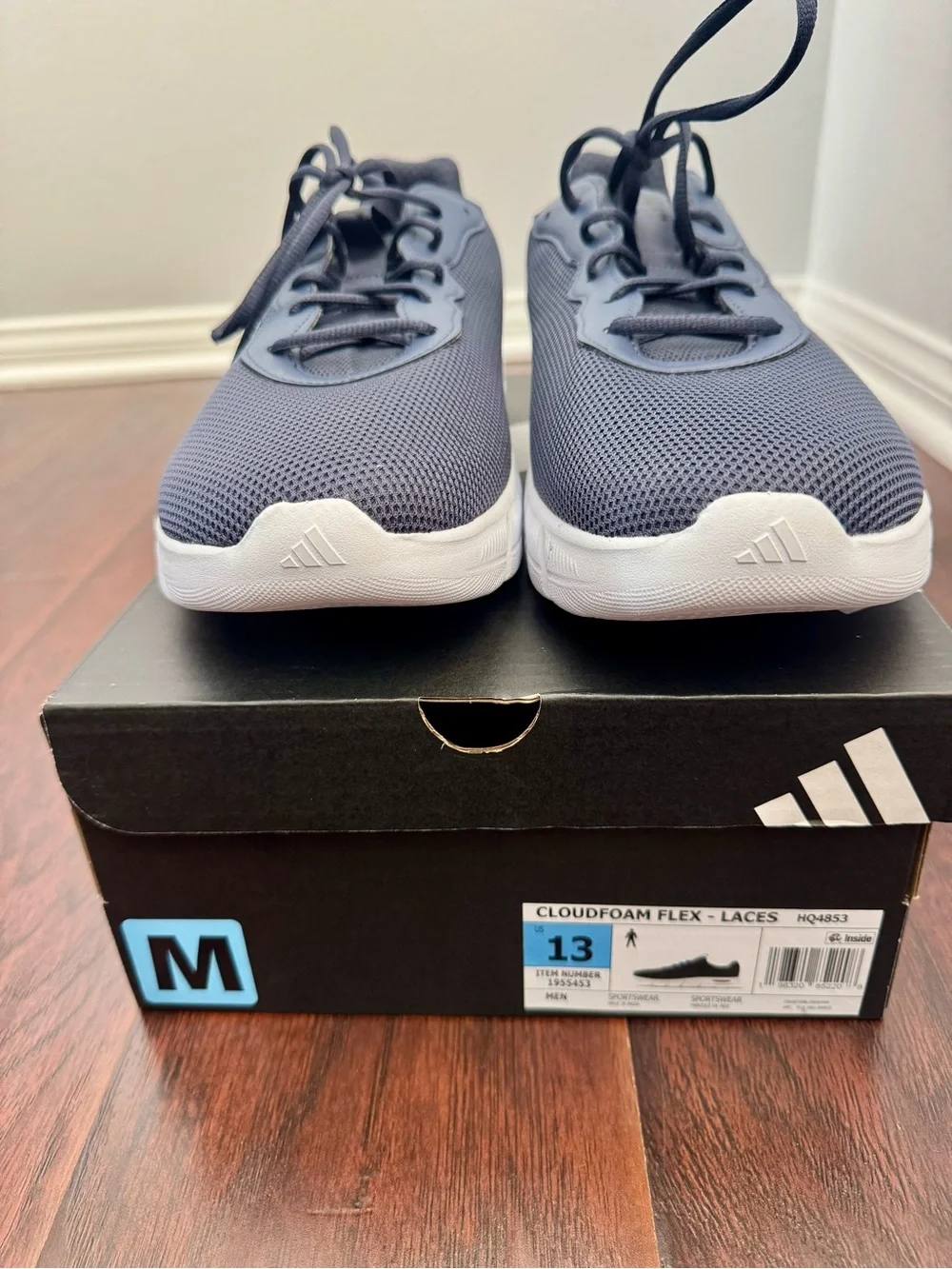 🆕 adidas Men’s Cloudfoam Flex Navy/Black Athletic Sneakers. Size 13